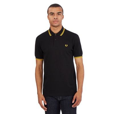 Fred Perry Big and tall black twin tipped slim fit polo shirt